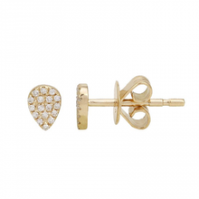 Arete de gota en oro de 14k con brillantes 0.03CTD (Single)