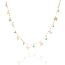 Collar con dijes de estrellas de oro amarillo de 14k