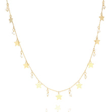 Collar con dijes de estrellas de oro amarillo de 14k