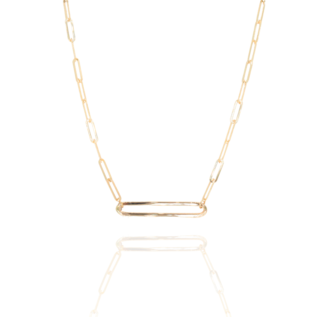 Collar de small paper clips en oro amarillo 14k con xl link