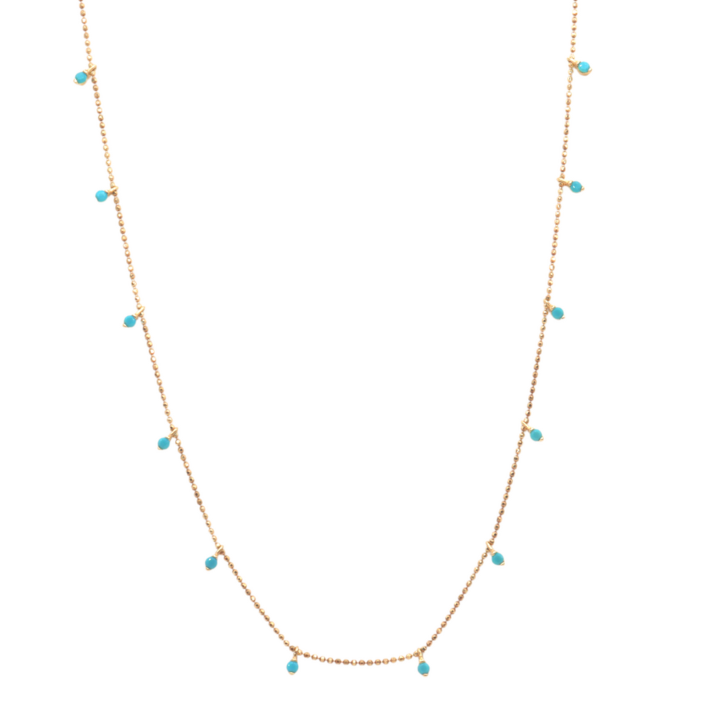 Collar dangling de oro amarillo 14k con turquesas