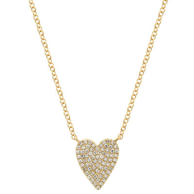Collar de corazón en oro amarillo 14k con diamantes 0.14CTD