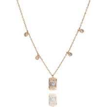 Collar de oro 14k  con baguettes y Brillantes 0.16CTD