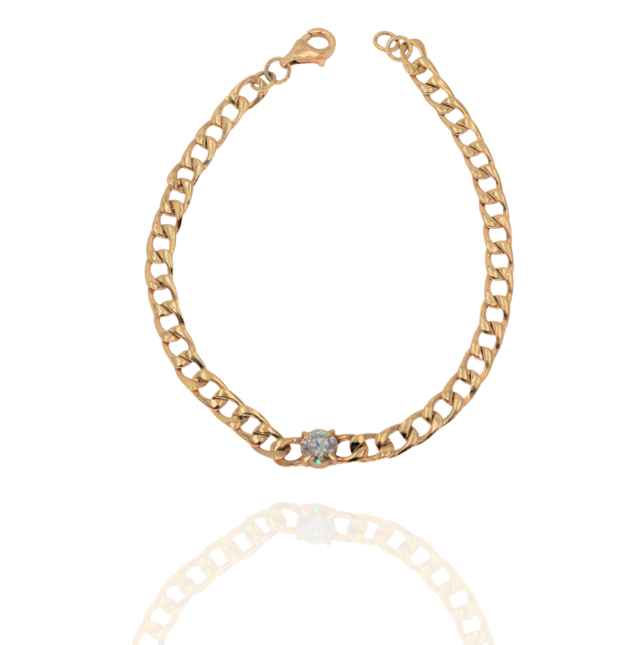 Pulsera de cuban links en oro amarillo de 14k y brillante 0.41CTW