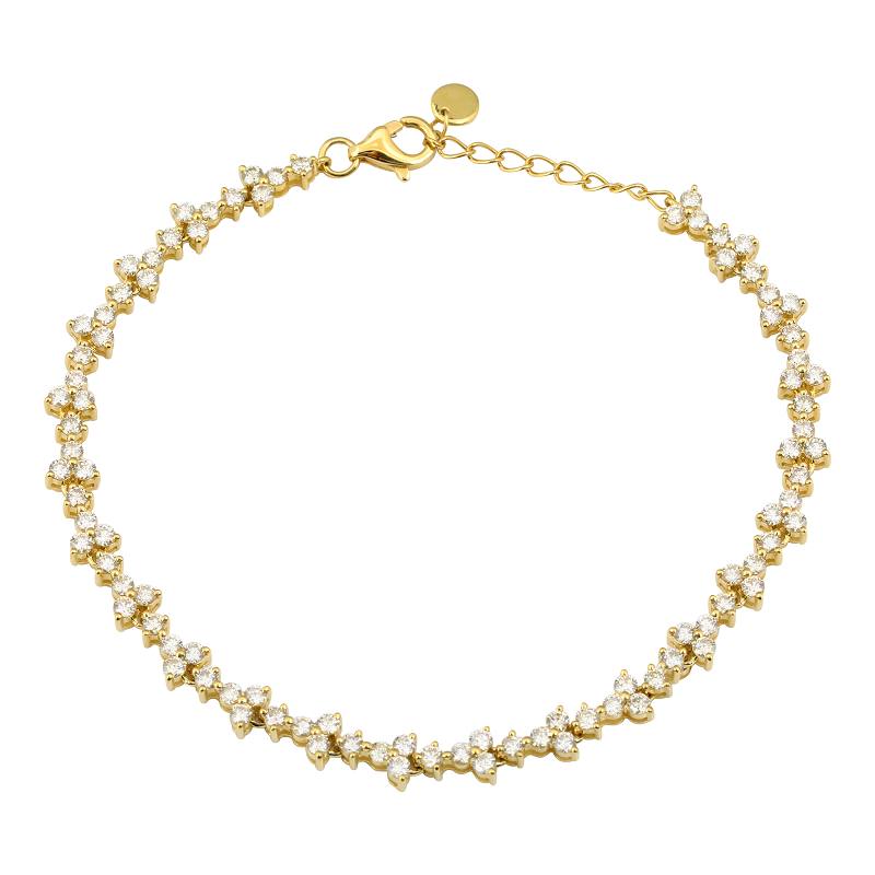 Tennis bracelet florecitas de oro amarillo con diamantes 2.01 CTD 6- 7"