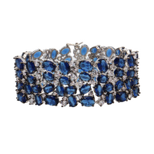 Pulsera ancha de plata 925 con baño de oro amarillo 18k y circonias de colores