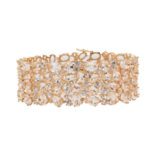 Pulsera ancha de plata 925 con baño de oro amarillo 18k y circonias de colores