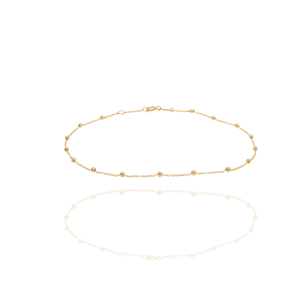 Tobillera de de bolitas de oro amarillo 14k