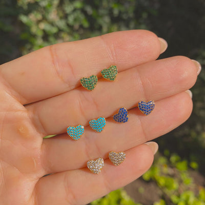 Aretes de corazón en plata 925 con circonias